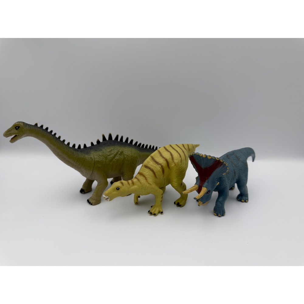 K&M International 2004 Dinosaur Figure Lot Triceratops Iguanodon Sauropod 3pc